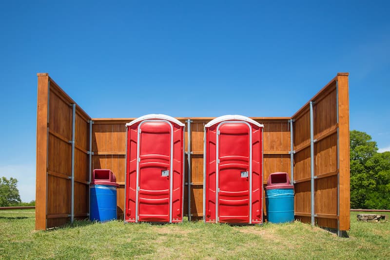 Short-term porta potty units staged for delivery in Flagstaff, Arizona